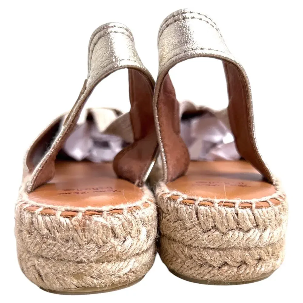 Toni Pons Eli-P Girl's Espadrille Sandals in Metallic Gold Slingbacks Size 2.5